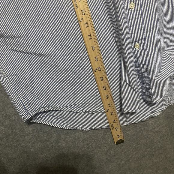 Ralph Lauren‎ Seersucker Button Down Shirt Mens 2XB Blue Striped Pony Logo - Picture 7 of 8